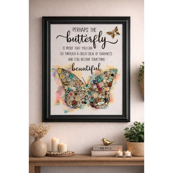 Designs By Betty Other - Designs By Betty Signed Butterfly Jewelry Art Quote Framed Collage 14" X 17"
